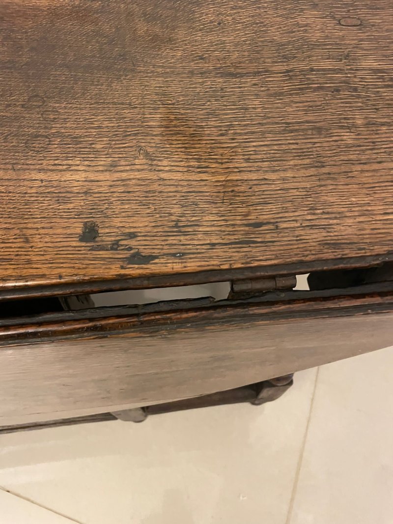 18th Century Antique Quality Oak Drop Leaf Dining Table - Image 7